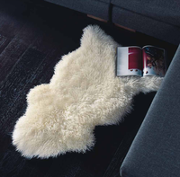 Personnalisable Moderne Eco-Tanné Véritable Peau de Mouton Fourrure Tapis Tapis Jaune à Poils Longs avec Pile en Peluche pour le Salon