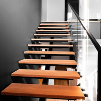 VIKO – escalier en bois en acier, en verre trempé européen gris Mono Stringer