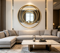 Miroir mural en métal doré Heavenly Mirror, décoration moderne pour la maison, salon, chambre, salle de bain, sans électricité