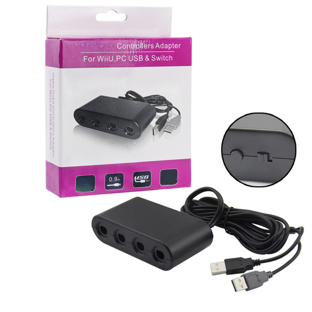 NGC Adapter USB 4-Port Controller Adapter Convert Wii U/PC Game Cube Controllers with Case Accessory Game Accessories