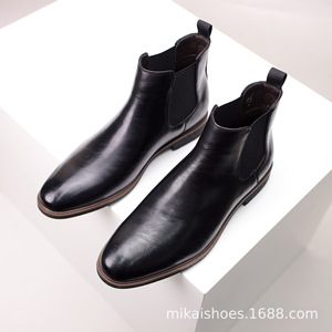 Nouvelles bottines Chelsea pour hommes, chaussures pour hommes de style britannique avec finition vieillie, bottines courtes et bottines à la cheville rétro à la mode - Product Image 4