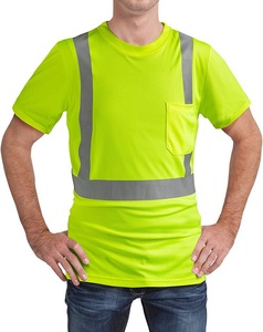 Camisetas ecológicas de poliéster deportivas de maratón de patrón sólido de manga corta reflectante transpirable de secado rápido para hombre al por mayor - Product Image 2