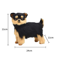 Jouets en peluche de chien Yorkshire Terrier en fourrure synthétique faits à la main, artisanat, taille réelle, statues de Yorkshire pour l'extérieur, la maison et le jardin