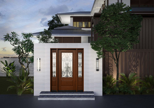 <span class=keywords><strong>Puerta</strong></span> Exterior de Fibra de Vidrio Precolgada Fangda con 2 Paneles Laterales y Textura Lisa, Puertas Dobles de <span class=keywords><strong>Entrada</strong></span> Modernas para Apartamentos - Product Image 2