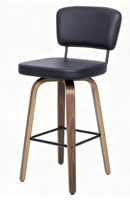 Tabouret de bar commercial en cuir avec dossier, rembourré en PU, hauteur de comptoir, repose-pieds, résistant à l'eau, durable, pour hôtel, café, vente en gros