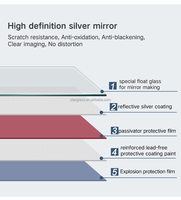 2mm 6mm Double Coated Aluminum Mirror Glass Sheet Architectural Decorative Wall Panel