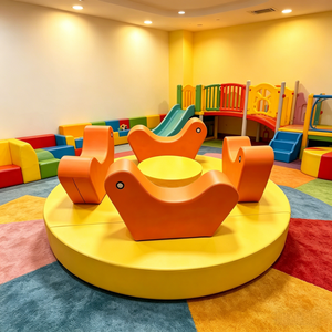 Carrusel Motorizado de Animales Naranja para Niños, Juego Giratorio para Interiores y Exteriores - Product Image 1