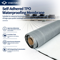 Membrana Impermeabilizante TPO Autoadhesiva de 1.2/1.5/2.0 mm, Lámina para Techos Blanca de Alta Reflectividad Solar, Resistente a la Penetración de Raíces
