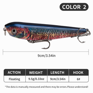 Esca <span class=keywords><strong>Artificiale</strong></span> Galleggiante 3D Stampata <span class=keywords><strong>in</strong></span> ABS da 9cm 9.5g <span class=keywords><strong>con</strong></span> Ami per <span class=keywords><strong>Pesca</strong></span> <span class=keywords><strong>in</strong></span> <span class=keywords><strong>Mare</strong></span> e da Riva - Product Image 6