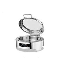 Juego de Recipientes para Buffet Portátiles de Lujo Plateados, Calentador Eléctrico Comercial de Acero Inoxidable con Recipiente de Vidrio Transparente y Grueso