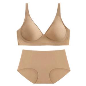 Ice <b>Silk</b> Bra And Panty Sets Wire Free Push Up Seamless Lingerie Suit For Women Sleepwear <b>Underwear</b> Set - Product Image 4