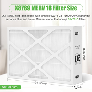 X8789 MERV16 remplacement <span class=keywords><strong>PureAir</strong></span> filtre à PCO-12C 16x26x5 panneau filtre fours AC pompes à chaleur systèmes CVC avec HEPA nouveau - Product Image 4
