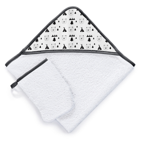 B asciugamano con cappuccio con motivo orso selvatico ricamato in fibra di bambù quadrato bagno per bambini asciugamano per Yoga prodotto Cartoonaed per la cura del bambino - Product Image 1