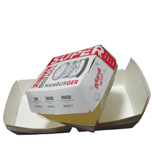 Custom Paper hamburger box large Clamshell Hamburger Take Out Carton,hot dog paper packaging box