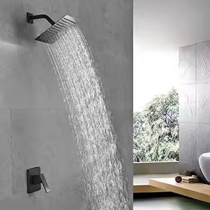 Ensemble de douche à poignée unique en laiton caché, best-seller en Amérique du Sud, avec noyau de vanne en céramique, pomme de douche rectangulaire à grande surface - Product Image 2