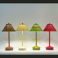Lampe de table en rotin de style nordique créatif avec LED à luminosité réglable, veilleuse à intensité variable pour chambre et bureau - Fabricant direct