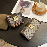 Dompet Panjang Wanita Model Clutch Lipat Berlapis dengan Banyak Slot Kartu, Gaya Vintage High-End, Diskon 70%, Dropshipping