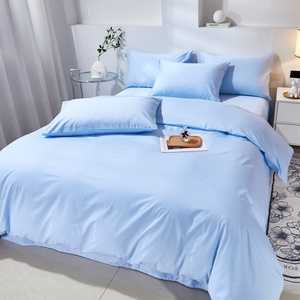 Parure de <span class=keywords><strong>lit</strong></span> hôtelière en tissu uni de qualité supérieure, ensemble quatre pièces en pur coton, housse de couette, literie pour hôtel et maison d'hôtes - Product Image 6