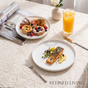 Assiette à steak en céramique blanche pure, ronde, à rebord bas, en porcelaine, pour hôtel et réceptions - Product Image 3