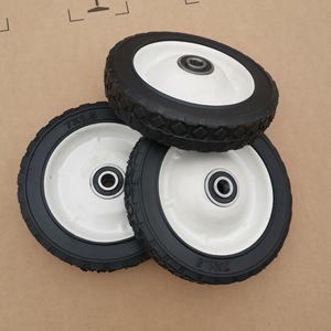 White <b>Plastic</b> Iron <b>Wheel</b> 7X1.5 Solid Rubber Caster Silent Operation Industrial Use - Product Image 2