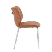 Ensemble de chaises de salle à manger modernes, 2 pièces, en cuir PU marron, pieds en métal électroplaqué, patins antidérapants réglables, dossier haut capitonné en diamant