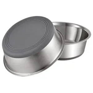 Heute Pet Stainless Steel Metal Cat Bowl Nonslip Rubber Bottom Pet Dog Bowl