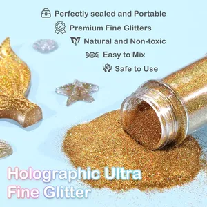 Paillettes holographiques extra fines 3D en plastique vert turquoise 50 g/1,76 oz 0,2 mm Résine époxy pour les arts, l'artisanat, les ongles et la fabrication de bougies - Product Image 5