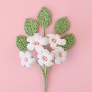 Ramo de flores artificiales de naranja simulado, hecho a mano con hilo de ganchillo, de 5 cabezas, para arreglos florales en jarrones. - Product Image 6