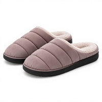 Pantoufles d'intérieur matelassées doublées en peluche mauve à bout fermé, type mule, semelle EVA, pour l'hiver