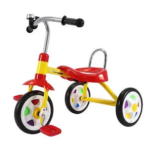 复古儿童三轮车，带彩色轮胎，适合1-6岁儿童