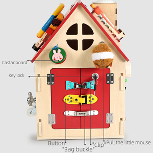 Nouveautés : Jouet éducatif précoce pour le développement, maison Montessori en bois multi-activités pour l'initiation des tout-petits - Product Image 3