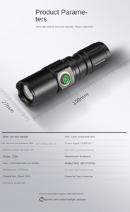 Nhôm EDC túi nhỏ 16340 Pin XHP50 500 lumen có thể sạc lại <span class=keywords><strong>LED</strong></span> lanterna làm việc ánh sáng đèn Lồng đèn pin - Product Image 5