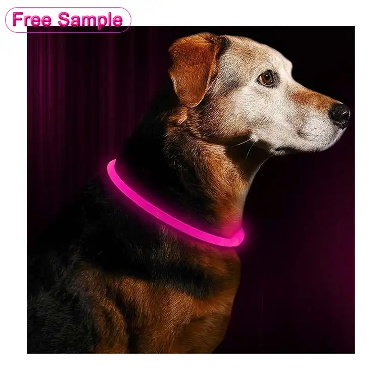 Cuttable Water Resistant Glowing Dog Collar Light Up USB Rechargeable Pet Necklace Loop LED Dog Collar