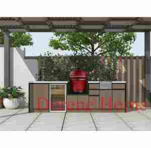 2025 Dorene Durable Bbq Island <span class=keywords><strong>Cuisine</strong></span> extérieure avec évier Grill <span class=keywords><strong>Four</strong></span> à pizza et réfrigérateur Cadre en acier <span class=keywords><strong>Mini</strong></span> armoire de <span class=keywords><strong>cuisine</strong></span> - Product Image 6
