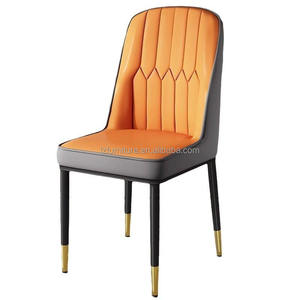 <b>Cheap</b> Modern Italian Style Leather Dining Room Chairs with Metal <b>Frame</b> for Apartment and Home Office Use 5-Piece Set - Product Image 2