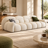 Canapé moderne en tissu bouclé avec accoudoirs arrondis, design capitonné, taille et couleur personnalisables, usine de meubles chinoise