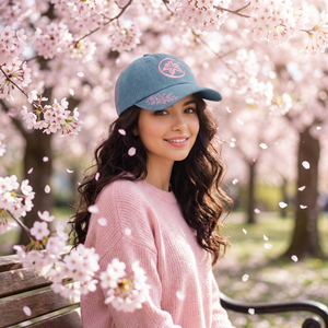 Gorra de Béisbol Personalizada con Bordado Floral Completo, Gorra de Mezclilla Lavada con Diseño de Flor de Cerezo, Gorra Rosa con Bordado de Flor de <span class=keywords><strong>Sakura</strong></span> - Product Image 2