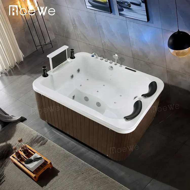 Peignoir de bain en bois de zinc, baignoire pour massage avec contrôle numérique, hydromassage, baignoire avec tourbillon, pour spa