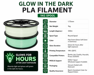 ไส้พลาสติกเรืองแสงในที่มืด PLA ขนาด 1.75 มม. น้ำหนัก 1 กก. หลายสี เรืองแสงสม่ำเสมอ เหมาะสำหรับของเล่น ตกแต่งกลางคืน สำหรับผู้ขายบน Etsy - Product Image 6
