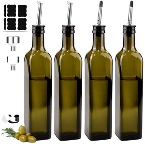 Bouteille en verre Super silex, cuisson huile d'olive, vinaigre Cruet avec bec en acier inoxydable, liège en caoutchouc, meilleure vente