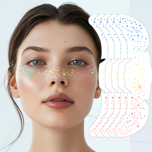 8 autocollants de <span class=keywords><strong>tatouage</strong></span> temporaire pour le visage, effet holographique caméléon blanc, paillettes or/argent/or rose, à la mode, tenue 1 semaine - Product Image 1