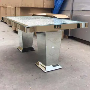 2021 di marca nuovo a specchio tavolo da pranzo con schiacciato diamante con temperato di vetro sulla parte superiore personalizzabile tavolo per sala da pranzo