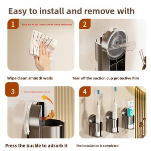 Durable Metal Wall-Mounted Punch-Free Electric Toothbrush Rack Suction Cup <b>Toothpaste</b> Storage Hanging Bracket for Household Use - Product Image 3