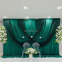 Décoration de salle de réception de mariage, rideaux personnalisés, draperies plissées ondulées avec des paillettes, toile de fond en velours rouge