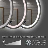 Miroir de salle de bain intelligent à LED elliptique - Miroir mural encadré anti-buée avec interrupteur tactile et lumière tricolore