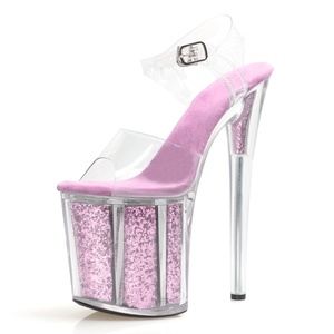 Sandali da Donna con <span class=keywords><strong>Tacco</strong></span> Alto 8 Pollici-20cm, Nero, <span class=keywords><strong>Tacco</strong></span> Sottile, per Banchetti e Pole Dance, Estivi, Punta Aperta, Moda Sfilata - Product Image 3