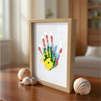 Boîte à souvenirs pour empreintes de mains de couples et de familles, cadre à 4 ou 5 emplacements en acrylique, kit de bricolage avec peintures, 5 couleurs