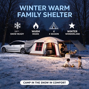 Tenda Integrata per Auto con 3 Camere da Letto, Pavimento Staccabile, Veranda Estesa, Impermeabile, Quattro Stagioni, in Poliestere Oxford Nero Rivestito per SUV - Product Image 2