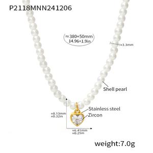 Collier de perles avec boucles d'oreilles, ensembles de bijoux en acier inoxydable tendance pour femmes - Product Image 3