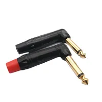 Ángulo recto 6,35mm TS Mono Jack 90 grados estéreo 1/4 pulgadas enchufe macho soldadura conector colorido mezclador de guitarra de Metal chapado en oro